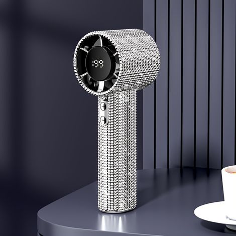 Mini ventilateur portatif en forme de diamant, USB, affichage numérique haute vitesse, ventilateur portable longue durée (1/5)