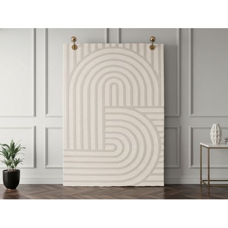 BOBOCHIC - Tapis poils ras SHYLO motif géométrique 200x290 Beige (1/5)