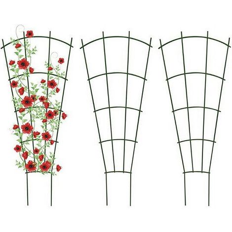 Grünes rechteckiges Gartenspalier aus Metall, 24 Zoll x 60 Zoll (2er-Set)