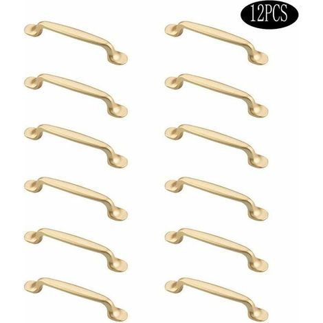 Set mit 12 goldenen Griffen für Küchenmöbel und Schubladen, inklusive Schrauben. (1/4)