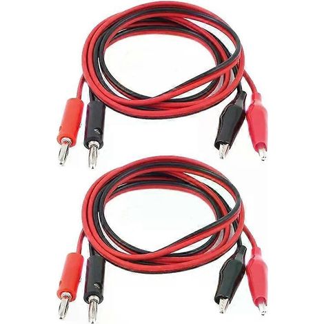 2 Paar 1 m langes Testkabel mit Krokodilklemmen auf Bananenstecker, Doppelprüfspitze, Krokodilklemme für Multimeter-Messgerät