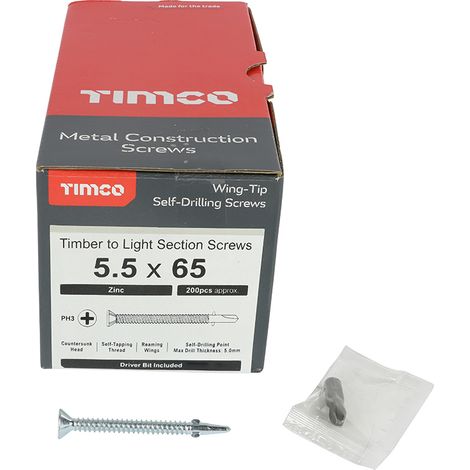 TIMco 5.5 x 65mm Wing Tip Self Drilling Light Section Screws Qty 200