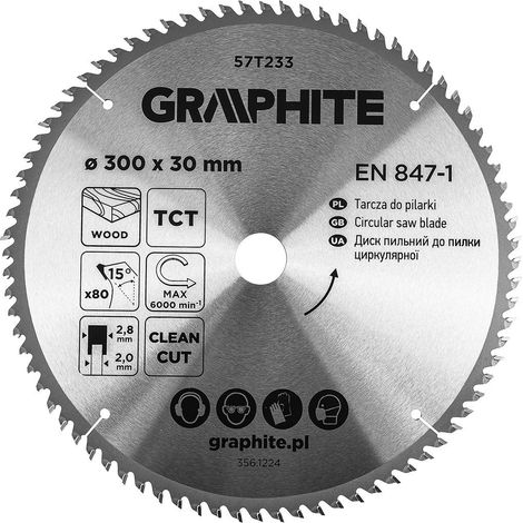Graphite Kreissägeblatt 57T233 300 mm 80 Zähne