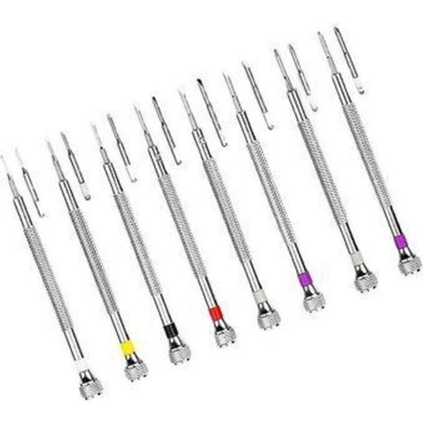 Tournevis De Précision 8 Pièces Pour Horlogers Avec Outils De Remplacement Et Chiffon Nettoyage (1/4)