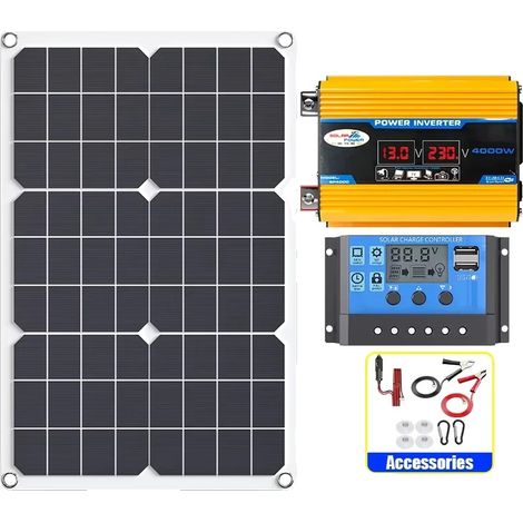 Kit d'onduleur solaire, Système de charge solaire, Énergie domestique et extérieure, kit 220V