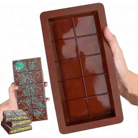 Moule à chocolat en silicone, lot de 1, moule profond pour tablettes de chocolat, idéal pour confiseries et sucreries, fabrication de chocolats maison, outil de pâtisserie flexible et durable. (1/5)