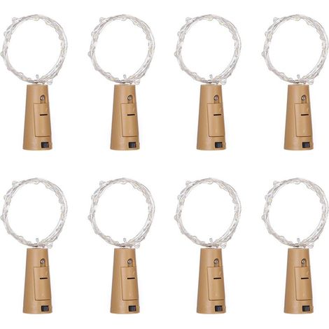 Guirlande lumineuse de 8 bouteilles de vin, 2 m (6,6 pi), 20 LED, à piles, blanche, idéale pour décorer une chambre ou une fête de Noël. (1/5)