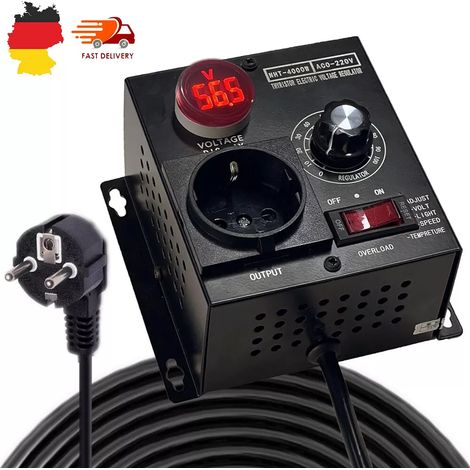 Régulateur De Tension Ac - 230 V - 4000 W - Pour Outils Électriques Chauffage Et Éclairage - 1 Pièce (1/5)