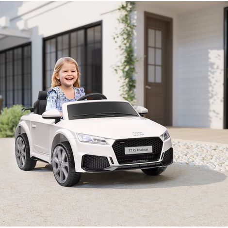 Coche eléctrico infantil Audi TT RS Roadster 3 km/h con mando, LED y USB blanco (1/5)