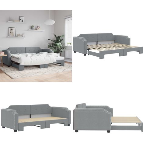 vidaXL Tagesbett Ausziehbar Hellgrau 100x200 cm Stoff (1/5)