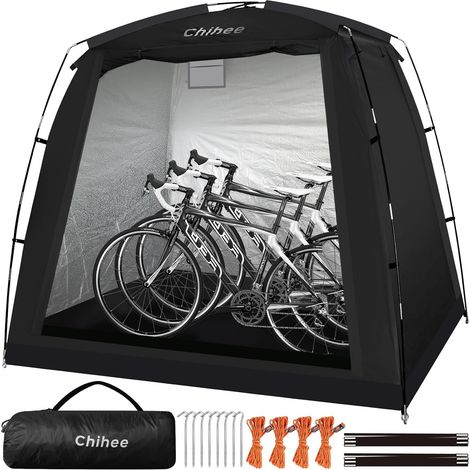 Abris de Jardin Couvertures de vélo Abri Bicyclette Abris de Stockage Tente de Voyage pour vélo Imperméable Housse pour 2 ou 3 vélos Rangement extérieur à 2 Portes (Noir) (1/5)