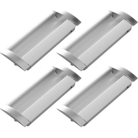 Poignée encastrée dissimulée, alliage d'aluminium, argent, lot de (1/5)