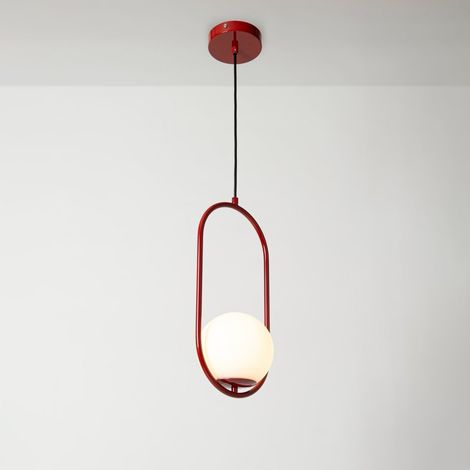 Lámpara Colgante Bola Cristal "JOHN" - E27 - Ø 15cm - Rojo