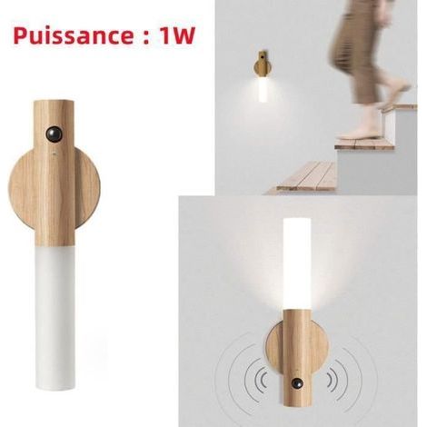 Wall Sconce - Wood design, USB rechargeable, indoor motion sensor with multicolor light. (1/4)