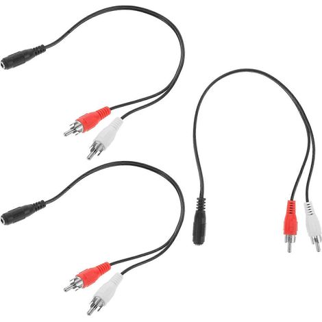 Adaptateur mini-jack stéréo femelle 3 broches vers fiche RCA mâle 2 broches, câble en Y 3,5 mm, connecteur de 15 cm, adapté à l'audio stéréo. (1/5)