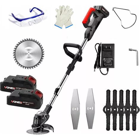 Débroussailleuse à batterie 21V avec 2 batteries 2.0Ah – Moteur 500W –  Autonomie 30 min – Pour jardins et patios (1/4)