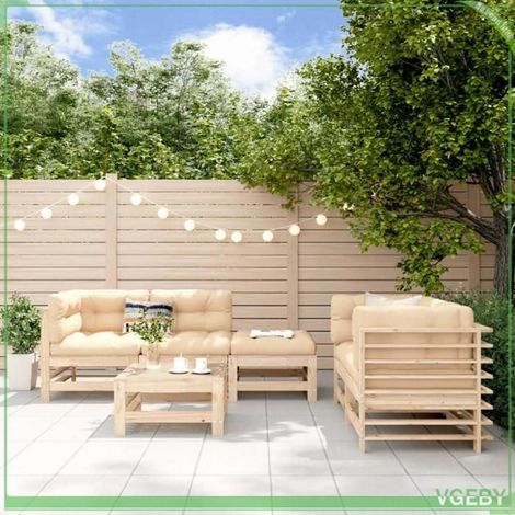 Salon de jardin - FAFEICY - 3186200 - Bois de pin massif - Design modulaire - 6 places (1/5)