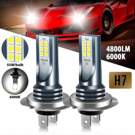 Kit d'ampoules LED H7 pour phares (2 ampoules pour feux de croisement et de route) 220 W, 6 0000 lm, blanc 6 000 K ultra-lumineux (1/5)