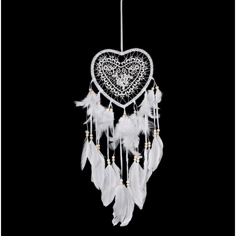 Attrape-rêves artisanal en plumes avec LED lumineuse, décoration murale pour chambre d'enfant, objet décoratif et cadeau porte-bonheur
