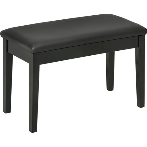 Banqueta de piano negra con asiento de polipiel y almacenamiento 75 x 35 x 49 cm (1/5)