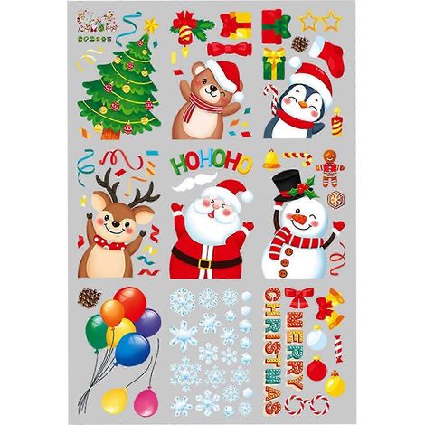 Autocollants de Noël pour fenêtres, autocollants décoratifs double face amovibles pour fenêtres de Noël-024 (1/5)