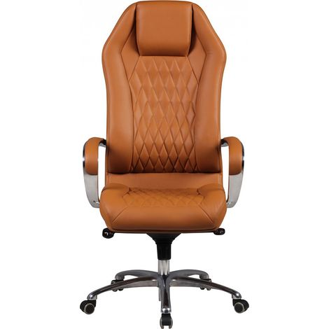Büro Chefsessel in Echt-Leder caramel B/H/T ca. 67/136/53cm (1/5)