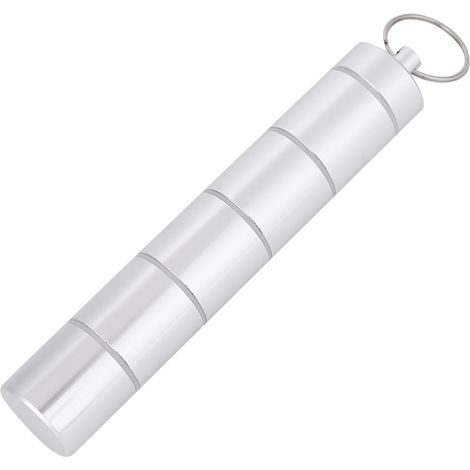 6 Boîte à pilules, étanche, alliage d'aluminium, avec porte-clés, pour voyage et sport (1/5)