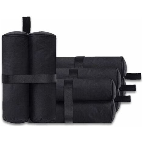 [JAMAIS UTILISÉ]Lot de 4 sacs de lestage pour tonnelle - Pour auvent, tente - Sacs de lestage pour le sable - Pour extérieur instantané - Pieds lestés - Noir (style fermeture éclair, noir) (1/3)