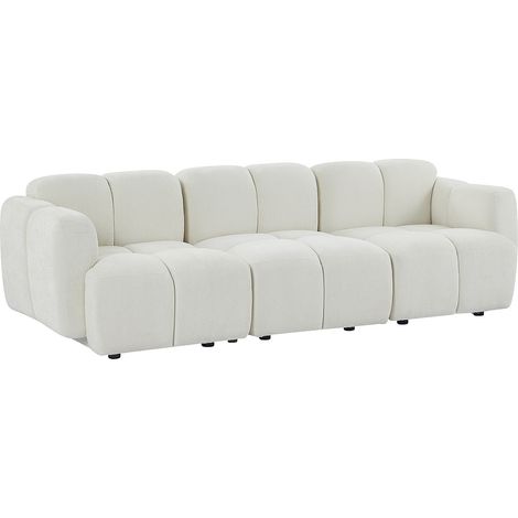 Divano modulabile 3 posti in tessuto testurizzato bianco avorio - CARLIVI