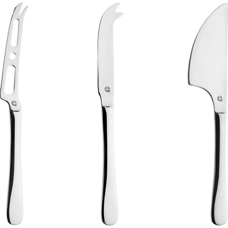 Lot de 3 Couteaux à Fromage, Acier Inoxydable 18/0, Finition Miroir, Noir (1/5)