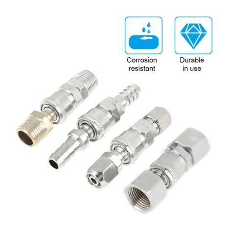 Raccords rapides pour compresseur d'air – Lot de 8 pièces – Filetage BSP 1/2' mâle – Connecteurs en fer tam résistant à la corrosion (1/5)