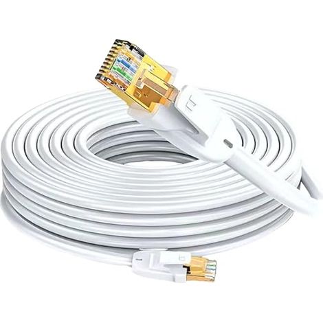 Elfcam – Câble réseau Ethernet RJ45 Cat 7 S/FTP 15m – 10Gbps 600MHz 100% cuivre – Blindé anti-interférences pour gaming et streaming UHD