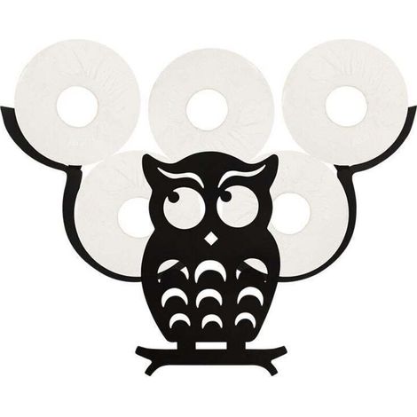 Porte-papier toilette animal, porte-serviettes en papier autoportant, noir, hibou (1/4)
