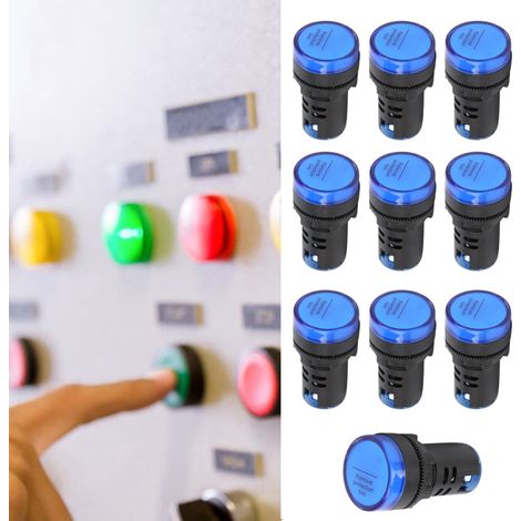 Voyant lumineux LED bleu haute luminosité AD16-22DS, 12 V CA/CC (1/5)