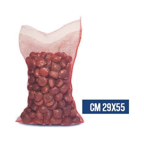 SACCHI MONOFILO A RETE ROSSO PER CASTAGNE NOCI VARIE MISURE PZ 100 14258V 29X55 CM (14257)