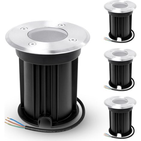 4x Spot Encastrable Exterieur au sol pour GU10 203V, IP67 Étanche Spot LED Encastrable Exterieur pour terrasse, jardin, trottoir, allée, pelouse, Rond, Noir(sans ampoule) (1/5)