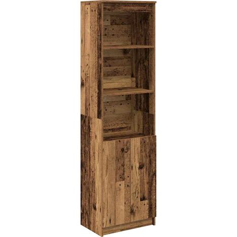 Maison La Vie - Buffet haut pour salon - Meuble de rangement vieux bois 50x35x180 cm bois d'ingénierie bu1743 (1/5)