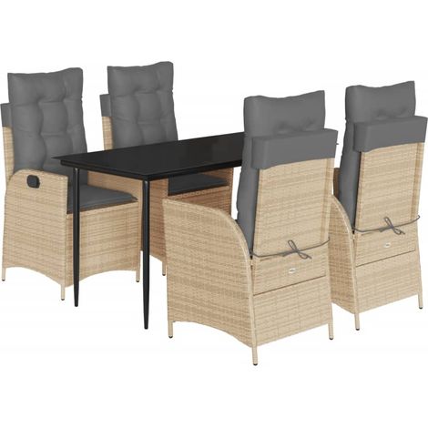 Maison Exclusive - Set comedor de jardín 5 pzas con cojines ratán (1/5)