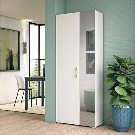 Scarpiera Vins linea Classic 2 ante battenti in Bianco frassino con specchio (1/3)