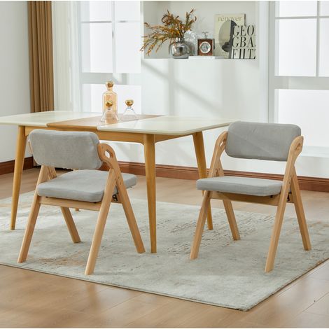 Lot de 2 chaises pliantes rembourrées en bois, assise confortable, empilables, pour cuisine - gris (1/5)