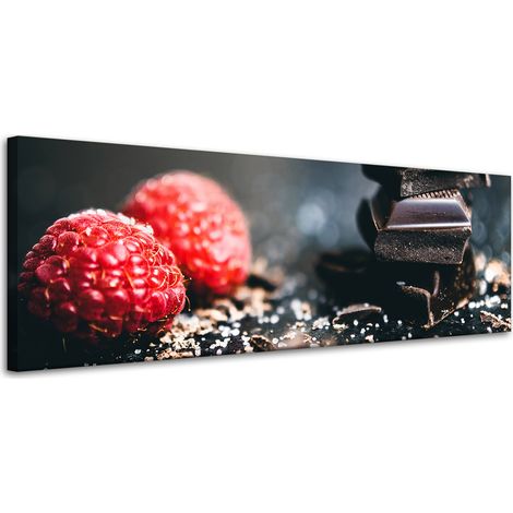 Leinwanddruck „Küchenhimbeeren mit Schokolade“ 120x40