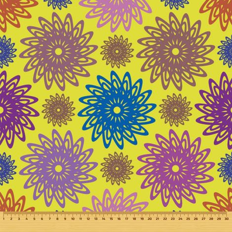 Tela decorativa para exteriores Oxford - motivo floral dibujado sobre fondo amarillo DR043 (1/5)