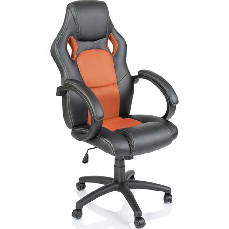 TRESKO® Racing Chefsessel Bürostuhl Drehstuhl Sportsitz Bürosessel Schreibtischstuhl schwarz/orange