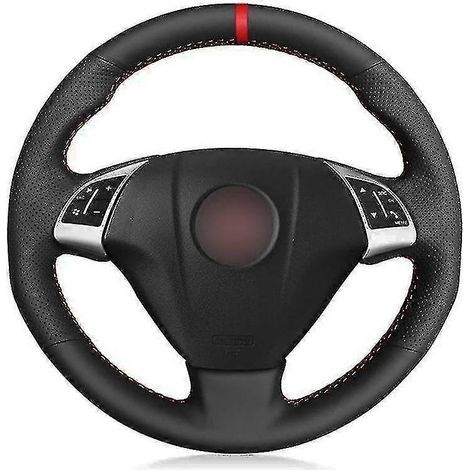 Housse de volant de voiture en cuir artificiel noir souple compatible Fiat Grande Punto Bravo Linea 2007-2019 Qubo Doblo Opel Combo (1/4)