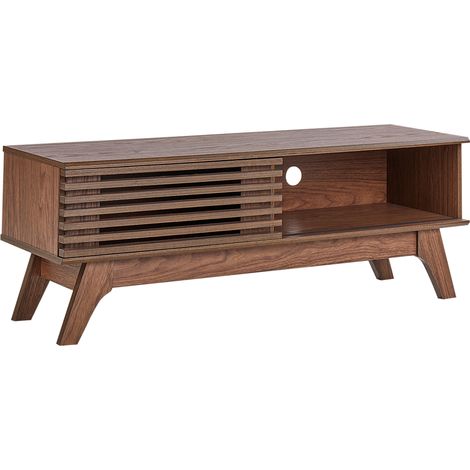 Mueble de TV aparador con estante almacenaje frente deslizante moderno madera oscura Toledo
