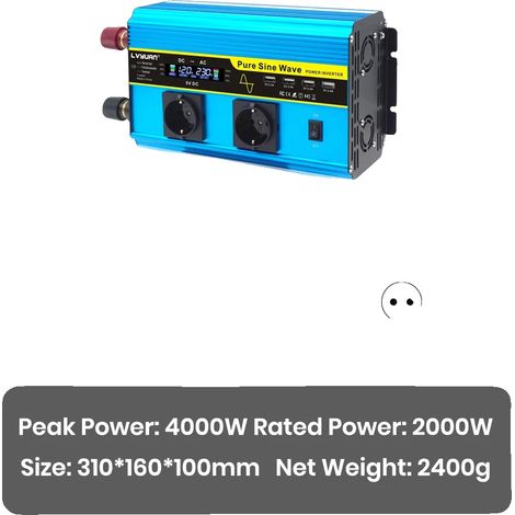 Inverter a onda sinusoidale pura per camper e campeggio, 12V con telecomando. (1/2)