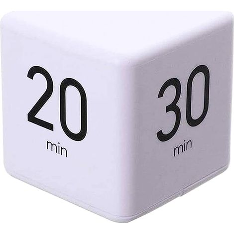 Minuteur de cuisine, chronomètre cube et minuteur de compte à rebours, adapté à la formation en cours de cuisine, minuteur de réveil numérique avec affichage LED (blanc, 15-20-30-60 minutes). (1/5)