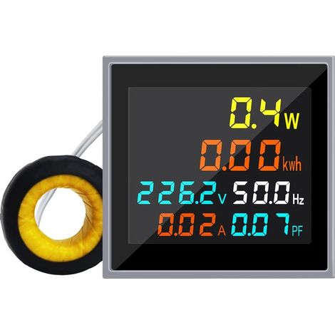 Mini misuratore di energia CA, monofase, 110 V/220 V, 100 A, voltmetro, amperometro, wattmetro, tester di frequenza, display LCD HD, fattore di potenza, voltmetro, monitor di corrente (1/5)