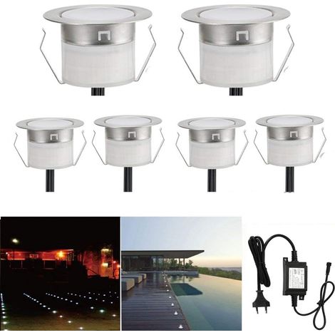 ZOLGINAH Spot à Encastrable Lampe de sol-Lumière (Blanc Froid) étanche IP67 DC12V 0.6W Ø31mm-éclairage pour terrasse, patio, chemin, mur, jardin, décoration, intérieur et extérieur, 6 pièces (1/5)