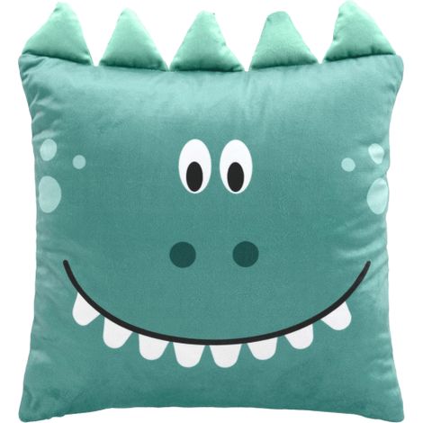 Coussin Déhoussable Compressé 40 x 40 cm – Velours Imprimé – Dessin Placé "Dina" - 40x40cm - Vert sauge (1/2)